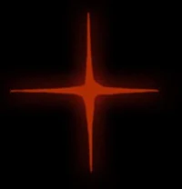 a red cross on a black background